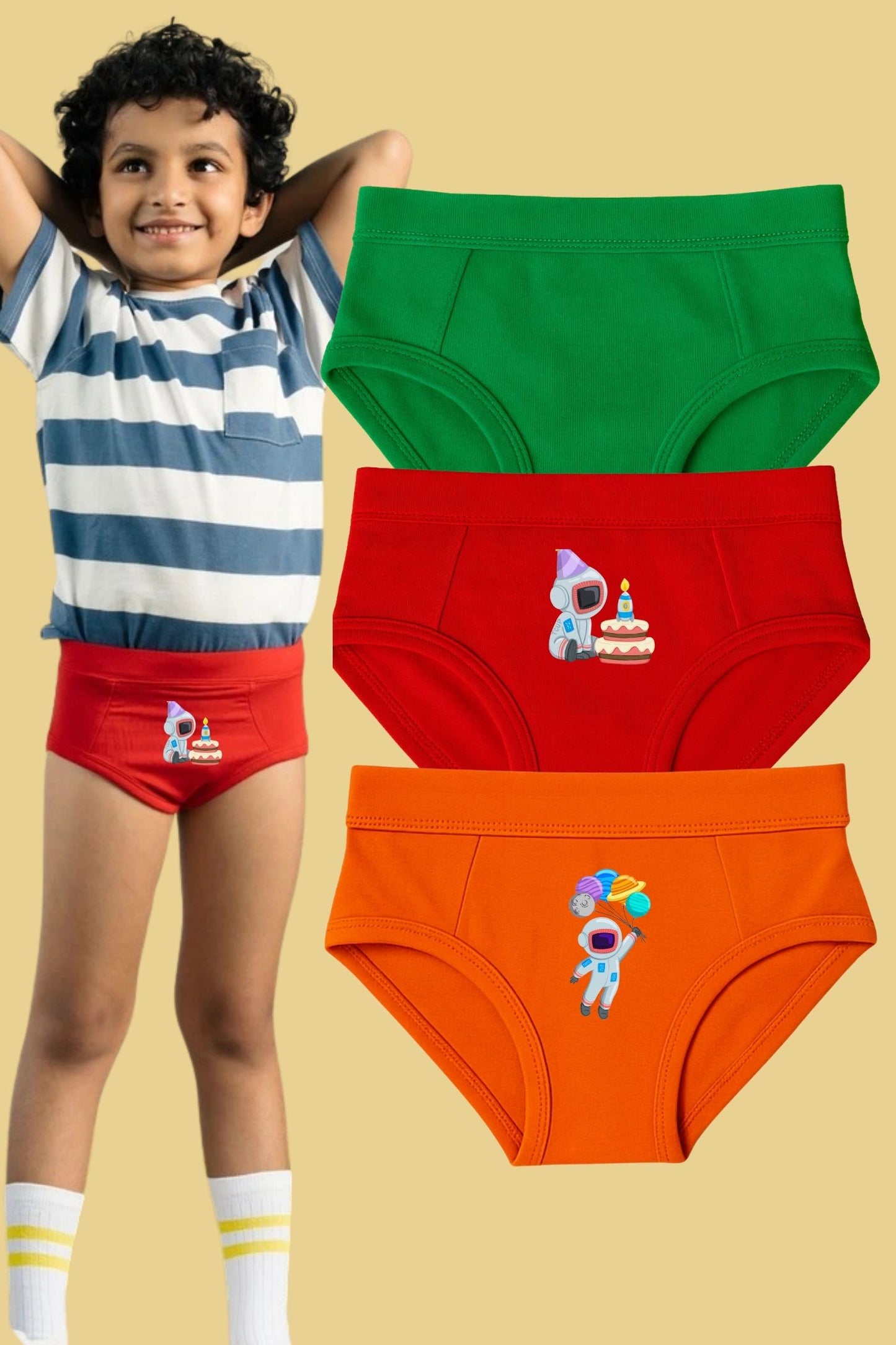 Astronaut & Space Themed Briefs - Pack of 3 for Boys