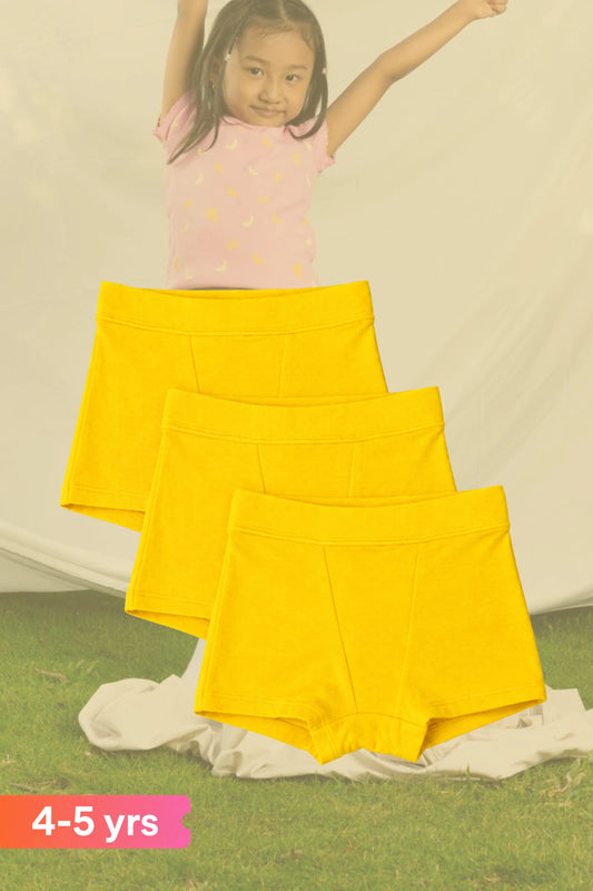 Girls Boyshorts Pack of 3 Yellow Size 49-53cm (4-5 years)