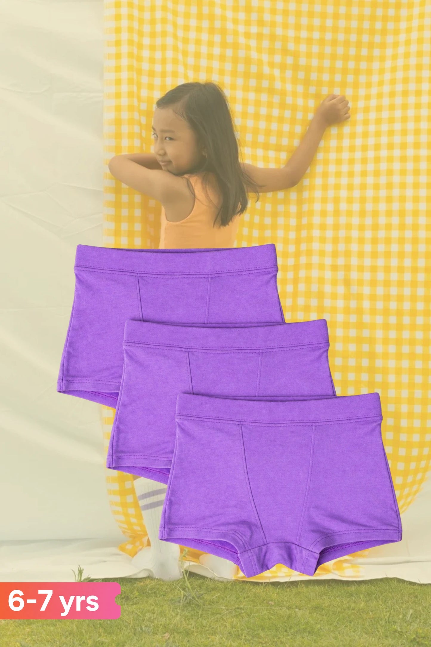 Girls Boyshorts Pack of 3 Lilac Size 54-58cm (6-7 years)