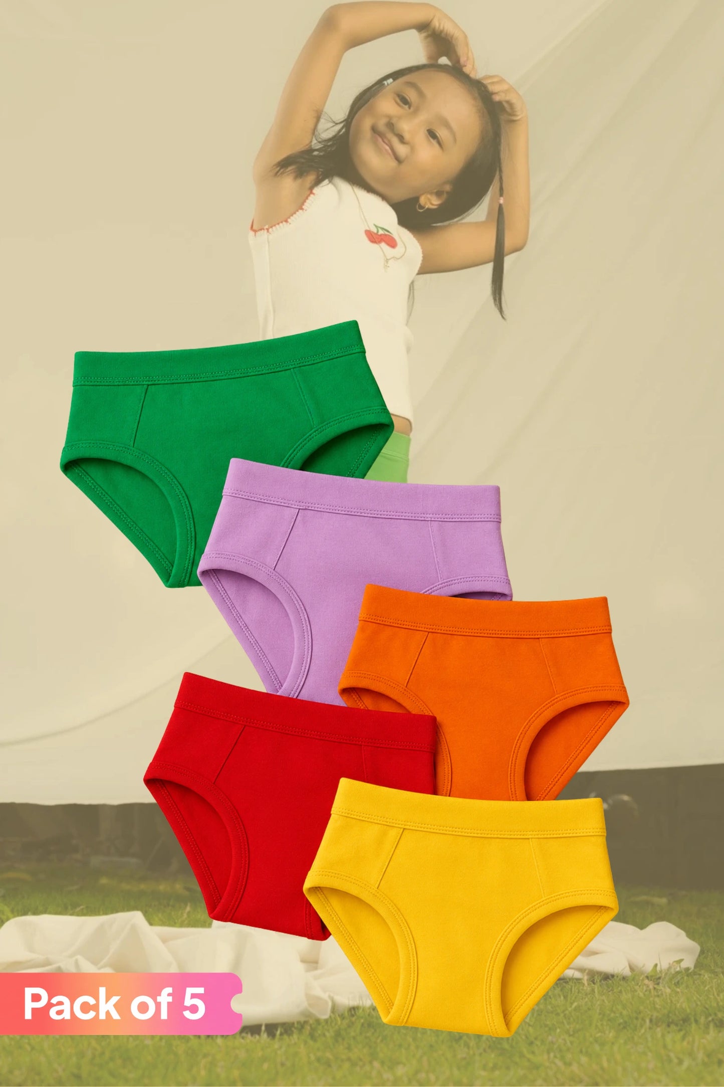 Girls Hipsters Pack of 5